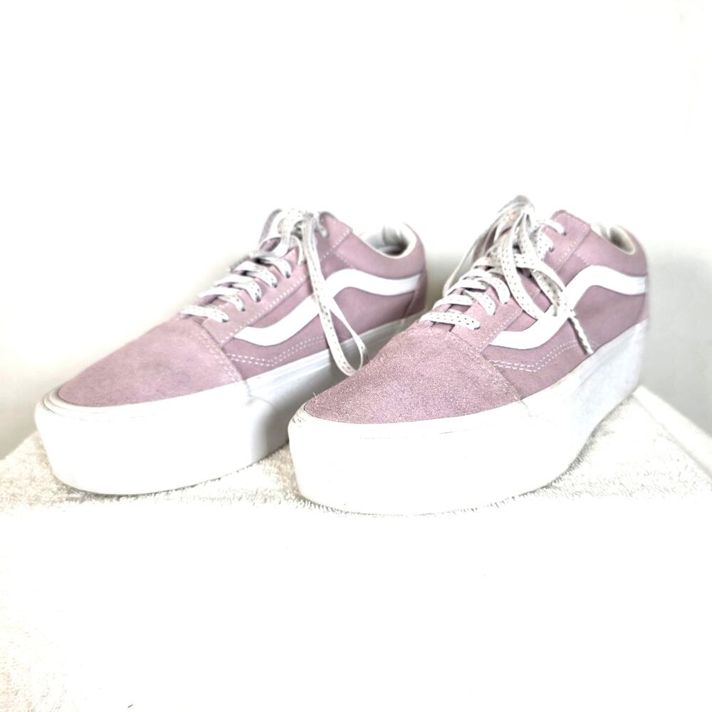 Vans Women's 10 Athletic Shoes Violet Suede White Accents Sparkle Laces Sneakers - Picture 2 of 9